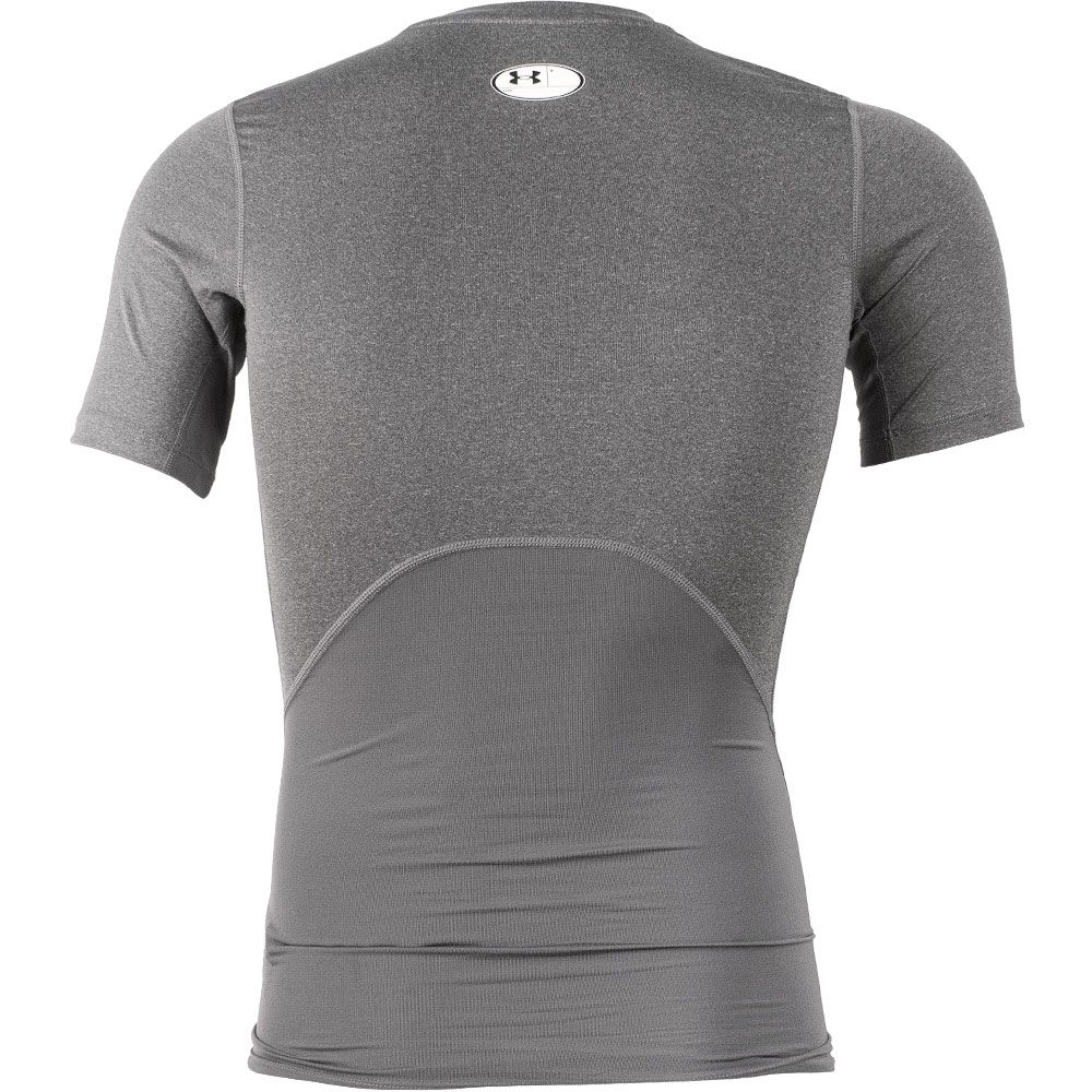 Under Armour HeatGear Armour Compression SS T Shirt - Mens Carbon Heather Grey View 2