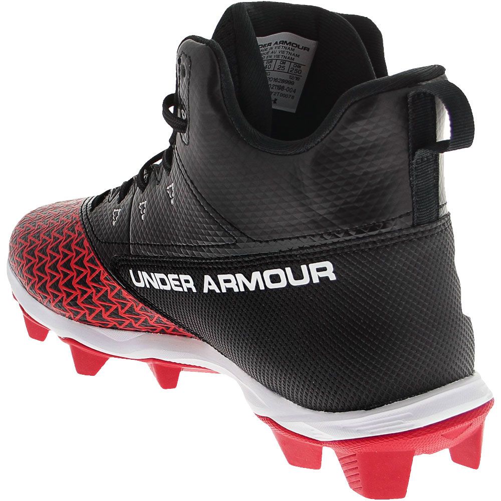 Under Armour Hammer Mid Rm Football Cleats - Mens Black Red Back View
