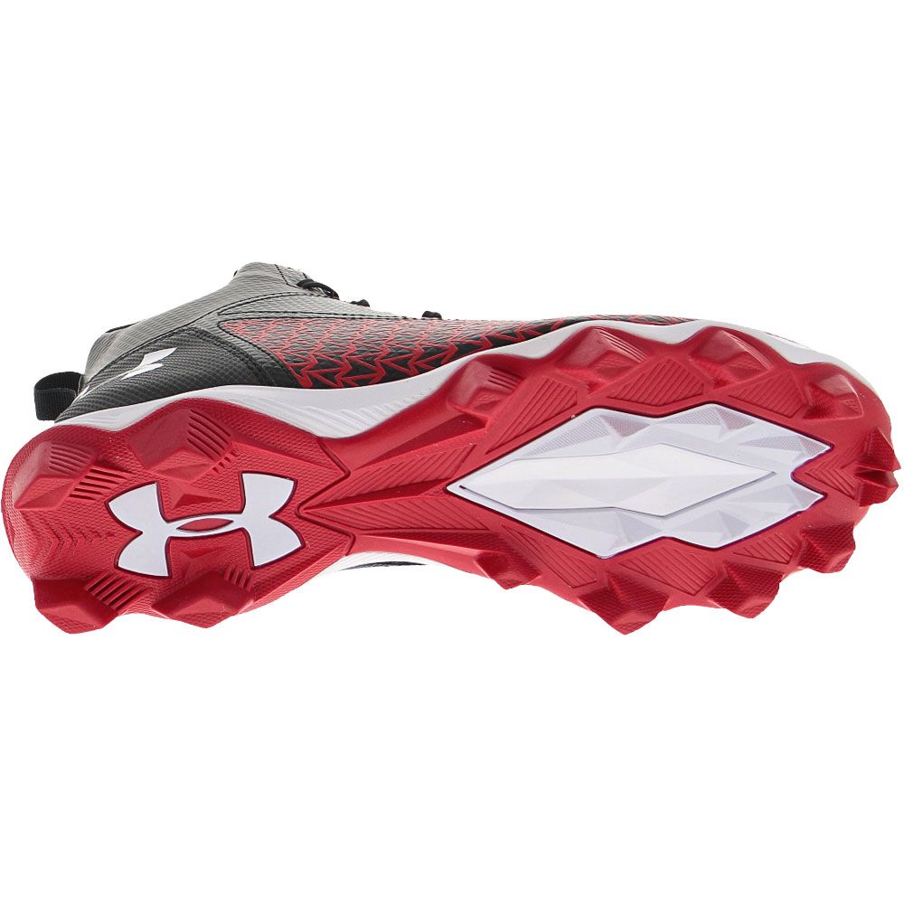 Under Armour Hammer Mid Rm Football Cleats - Mens Black Red Sole View