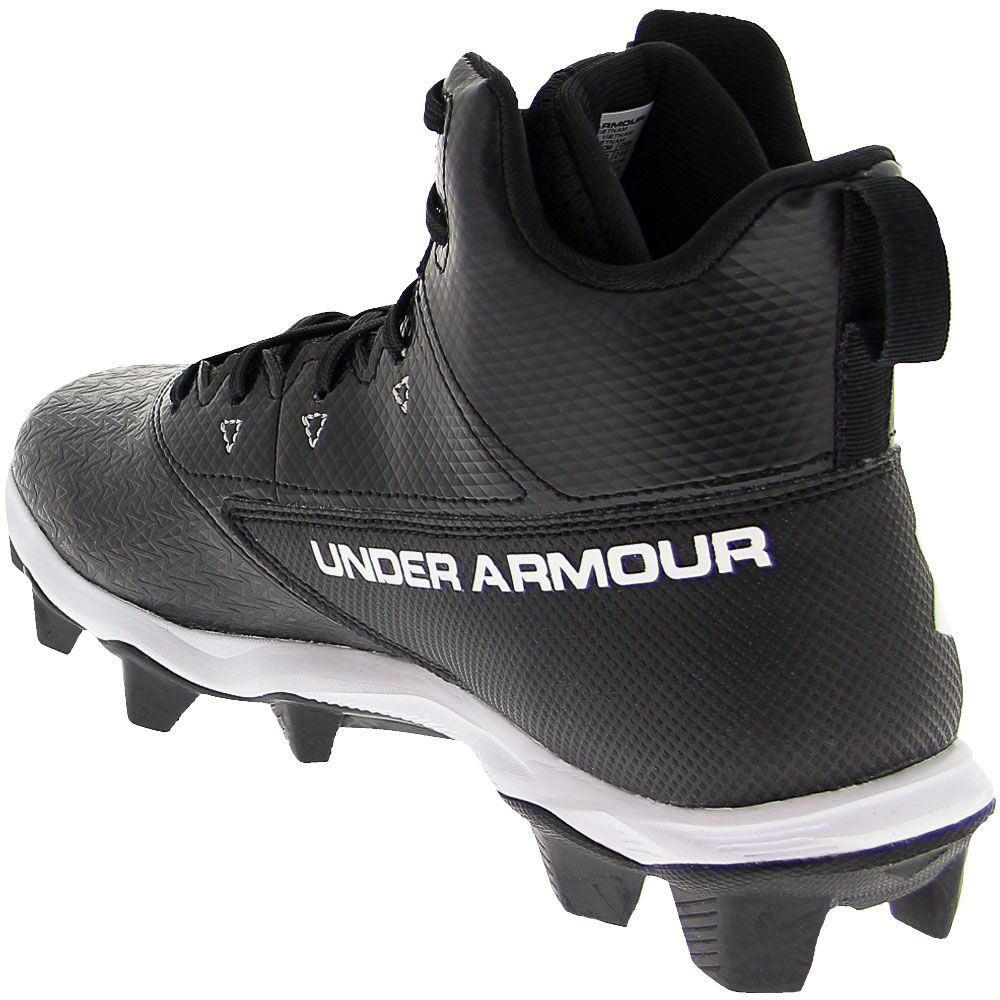Under Armour Hammer Mid 19 Football Cleats - Boys Black White Back View
