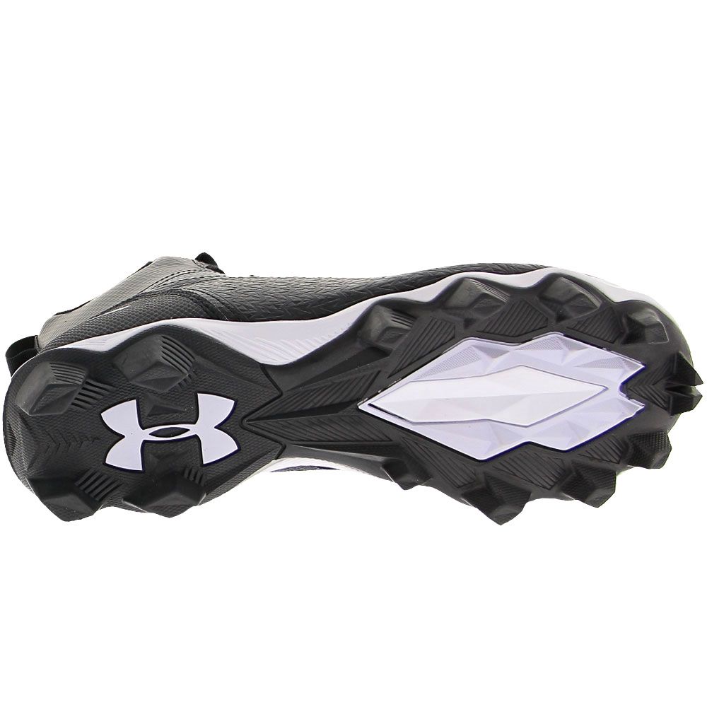 Under Armour Hammer Mid 19 Football Cleats - Boys Black White Sole View