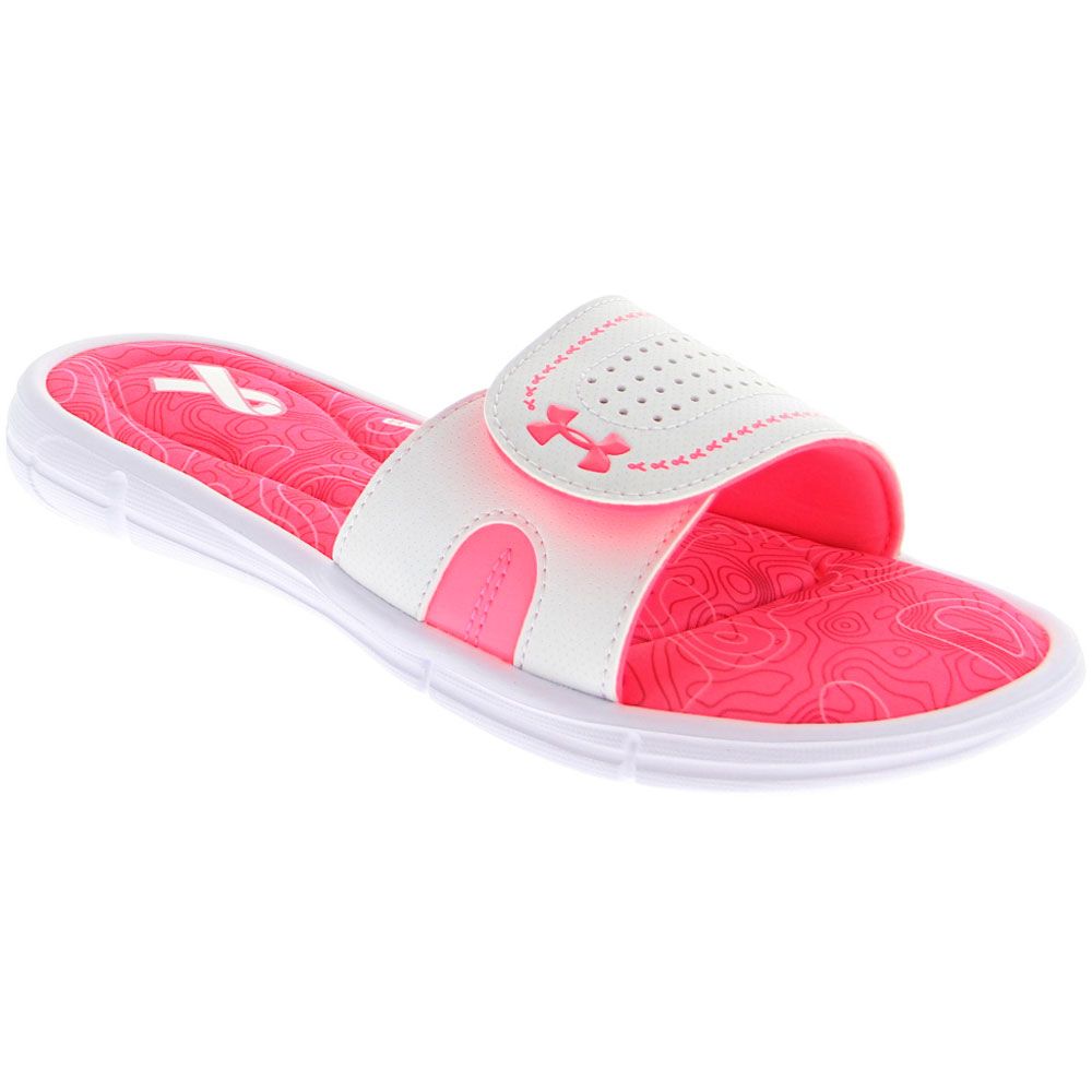 Under Armour Ignite Pip Slide Sandals - Womens White Pink