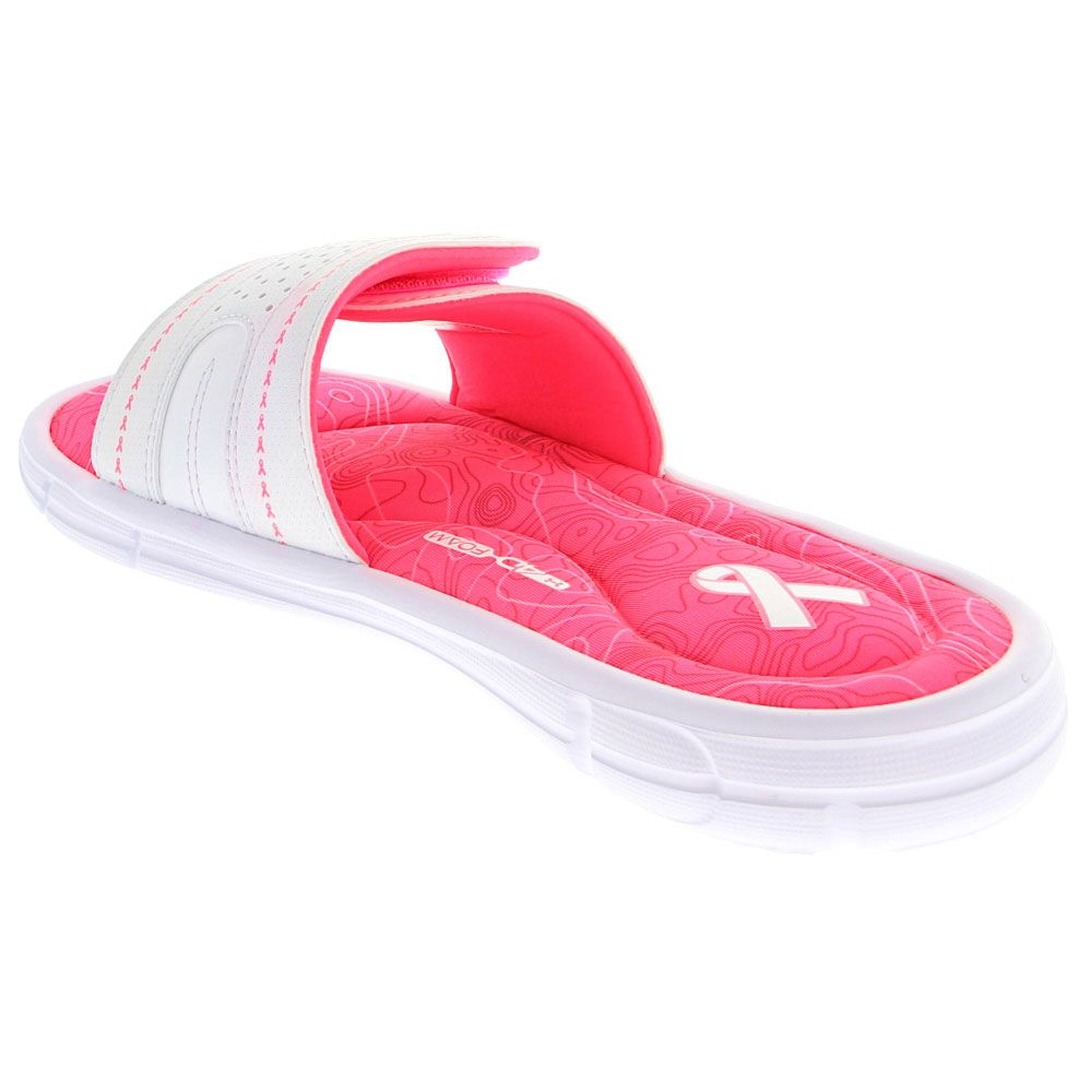 Under Armour Ignite Pip Slide Sandals - Womens White Pink Back View