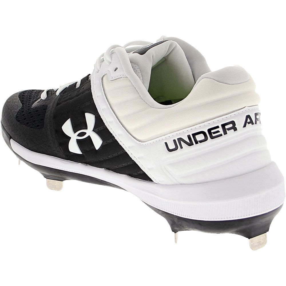 Under Armour Yard Low St Baseball Cleats - Mens Black White Back View
