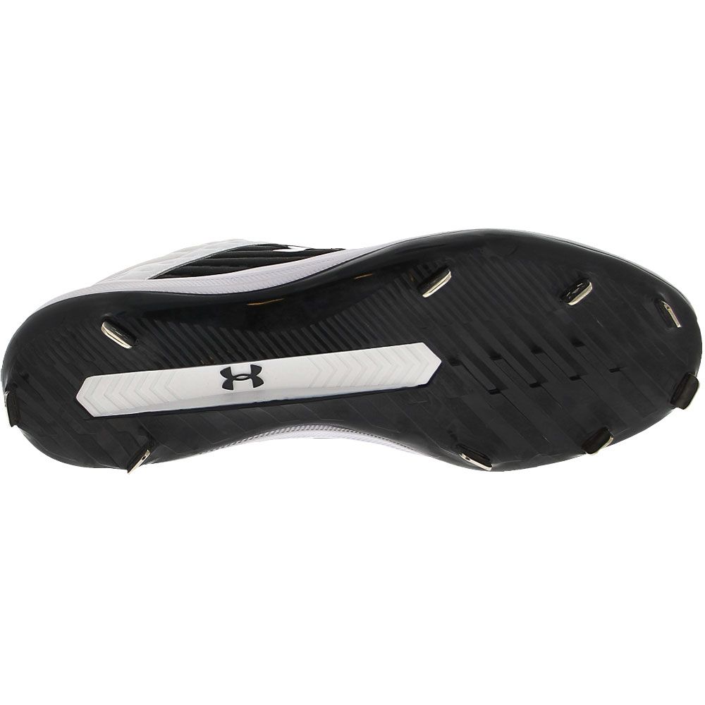 Under Armour Yard Low St Baseball Cleats - Mens Black White Sole View