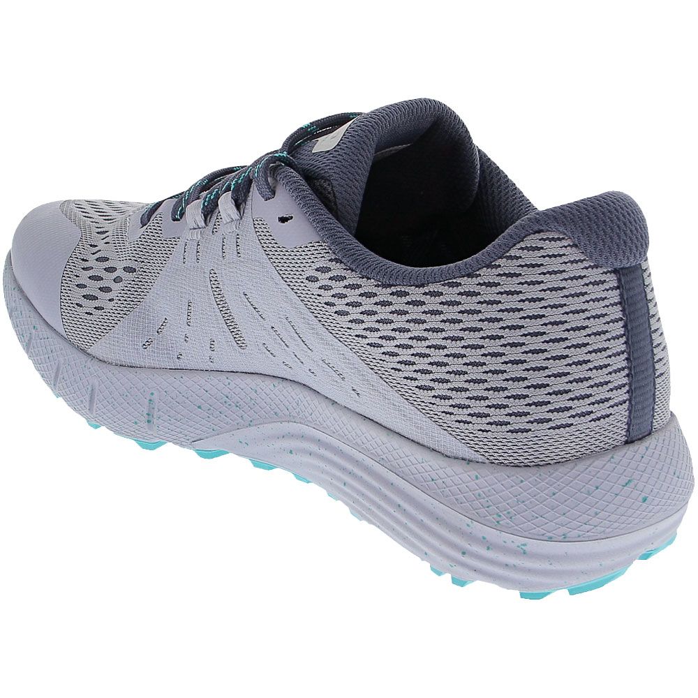 Under Armour Charged Bandit Trail Running Shoes - Womens Grey Turquoise Back View