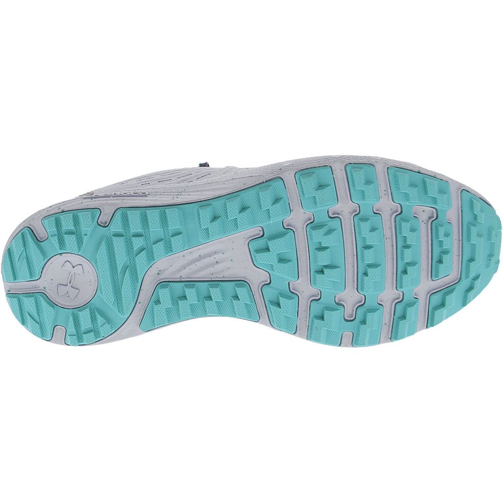 Under Armour Charged Bandit Trail Running Shoes - Womens Grey Turquoise Sole View