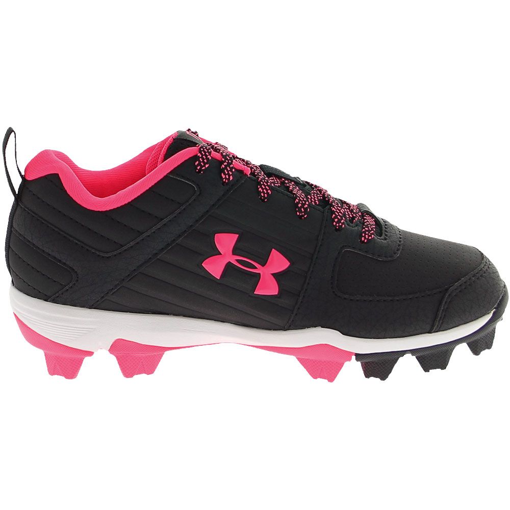 Under Armour Leadoff Low 4 Rm Baseball Cleats - Boys Black Pink Side View