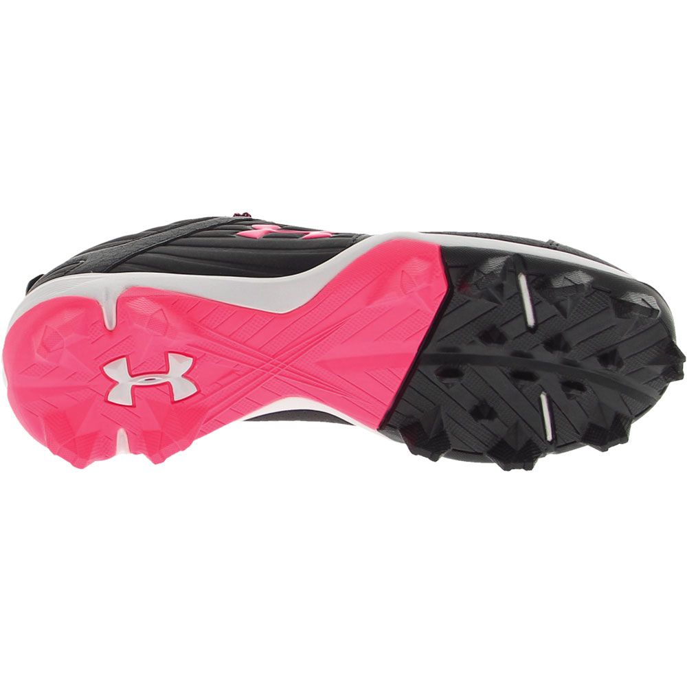 Under Armour Leadoff Low 4 Rm Baseball Cleats - Boys Black Pink Sole View