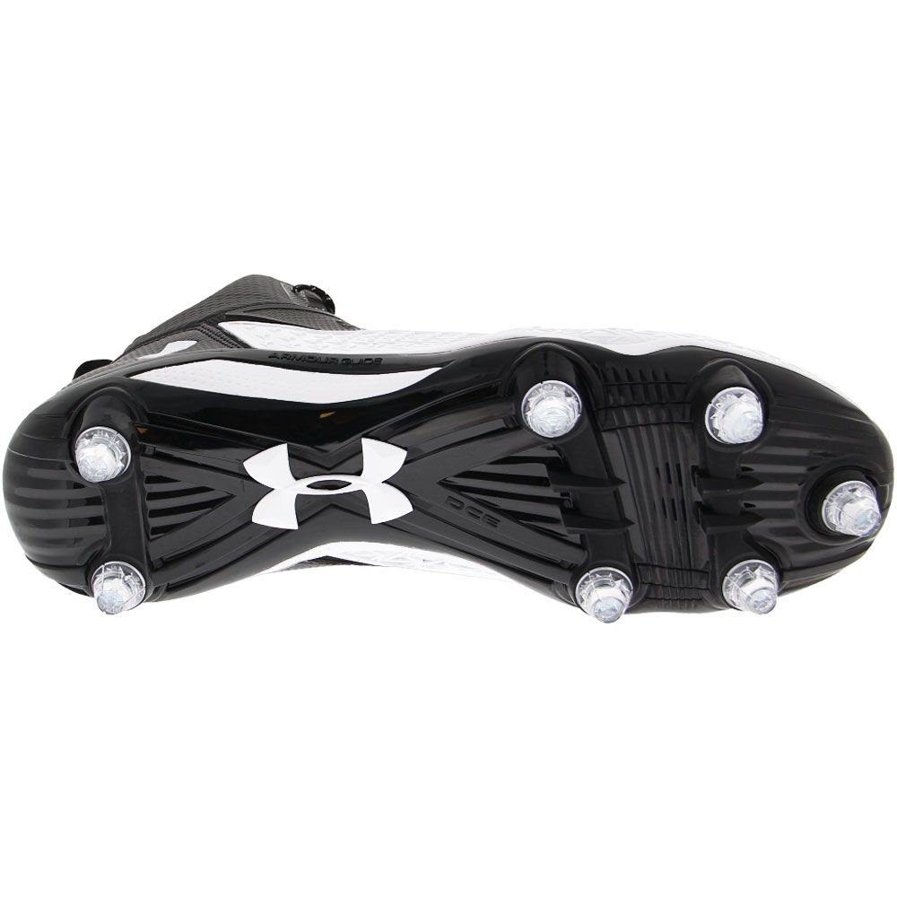 Under Armour Hammer D Football Cleats - Mens Black White Sole View