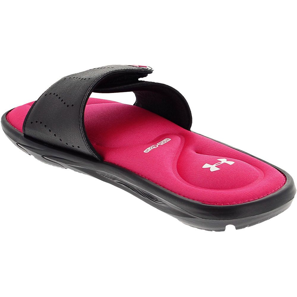 Under Armour Ignite 9 Sl Slide Sandals - Womens Black Pink Back View