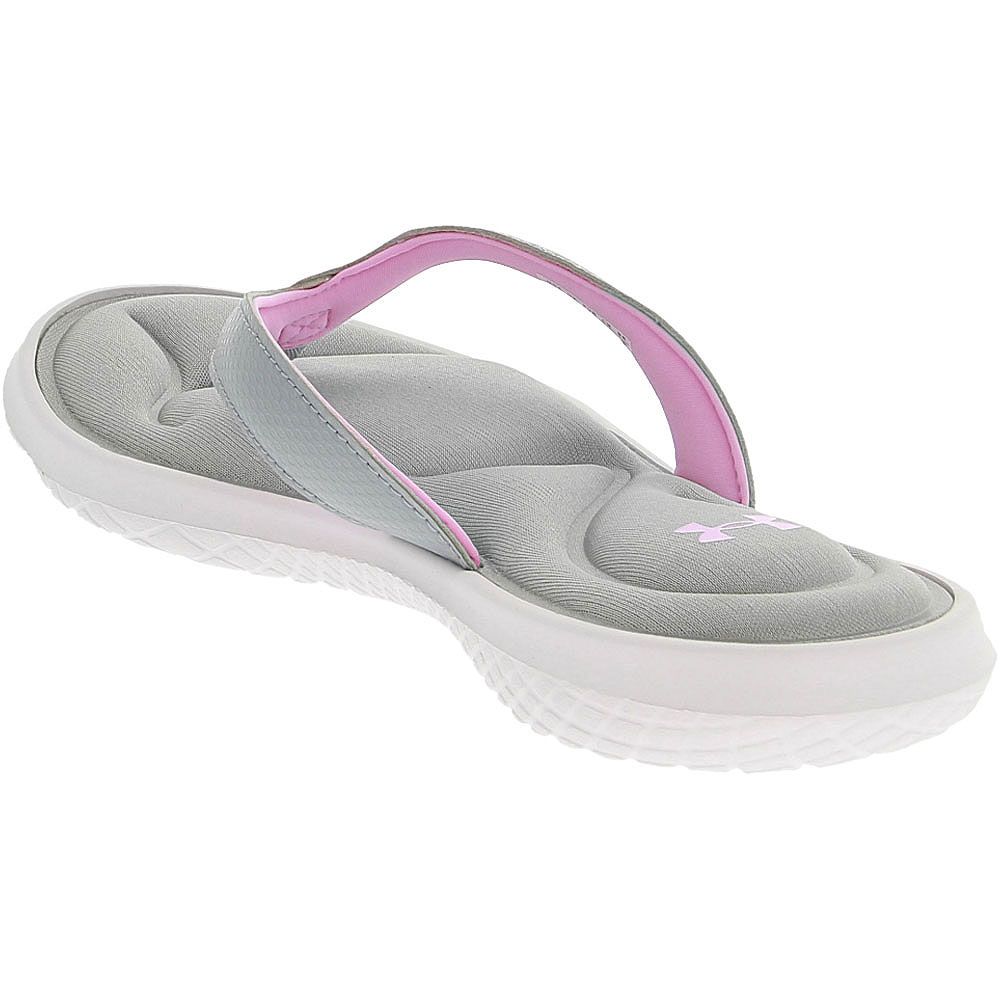 Under Armour Marbella 7 T Flip Flops - Womens White Grey Pink Back View