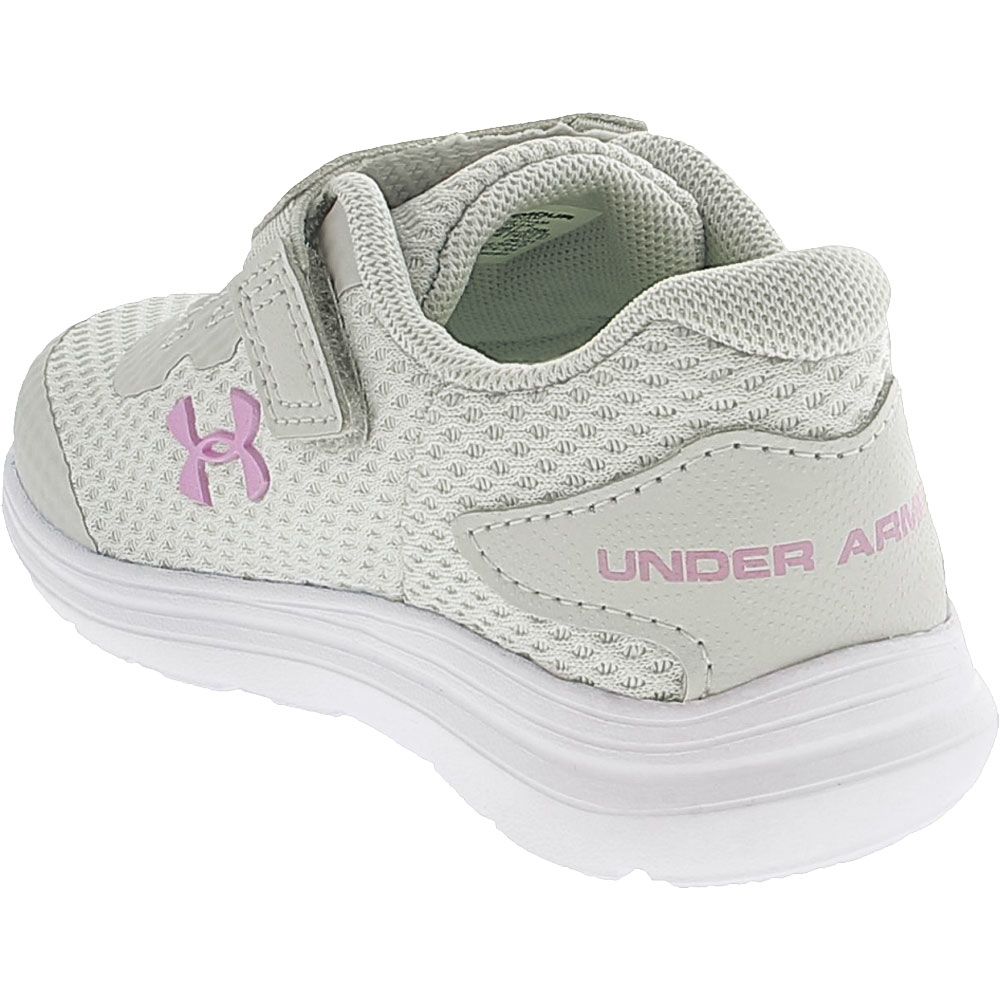 Under Armour Surge 2 Ac Rn Athletic Shoes - Baby Toddler Grey Pink White Back View