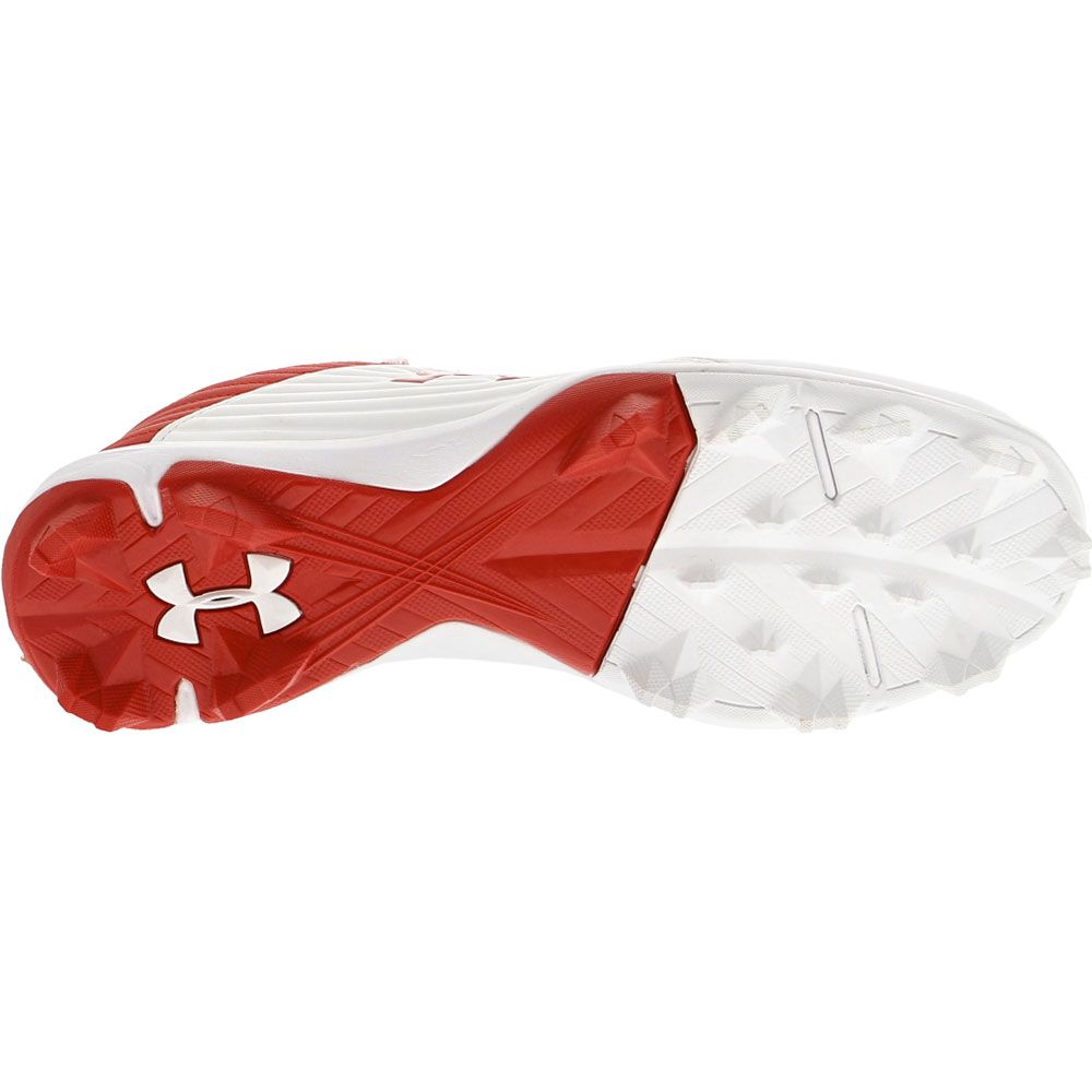 Under Armour Leadoff Low Rm Baseball Cleats - Mens Red White Sole View