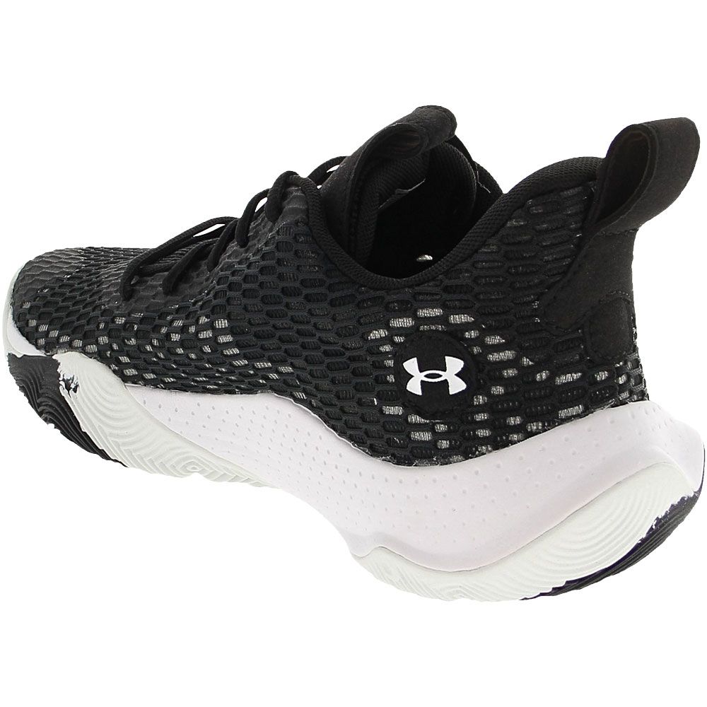 Under Armour Spawn 3 Basketball Shoes - Mens Black White Back View