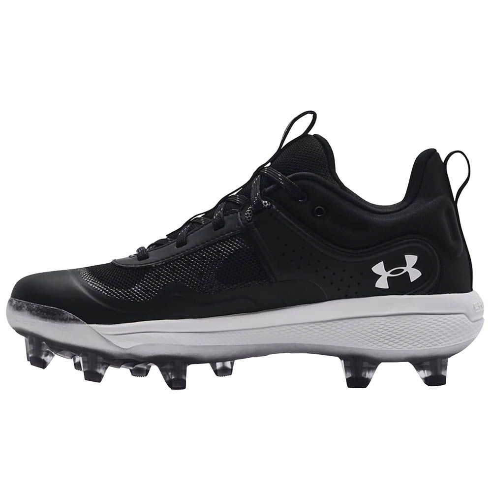 Under Armour Glyde Mt TPU FP Softball Cleats - Womens Black White Back View
