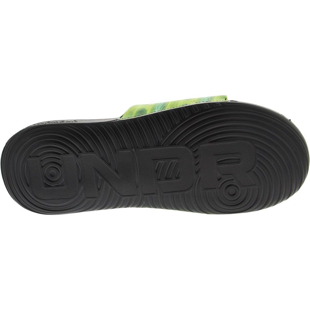 Under Armour Ansa Graphic Slide Sandals - Mens Black Vapor Green Sole View