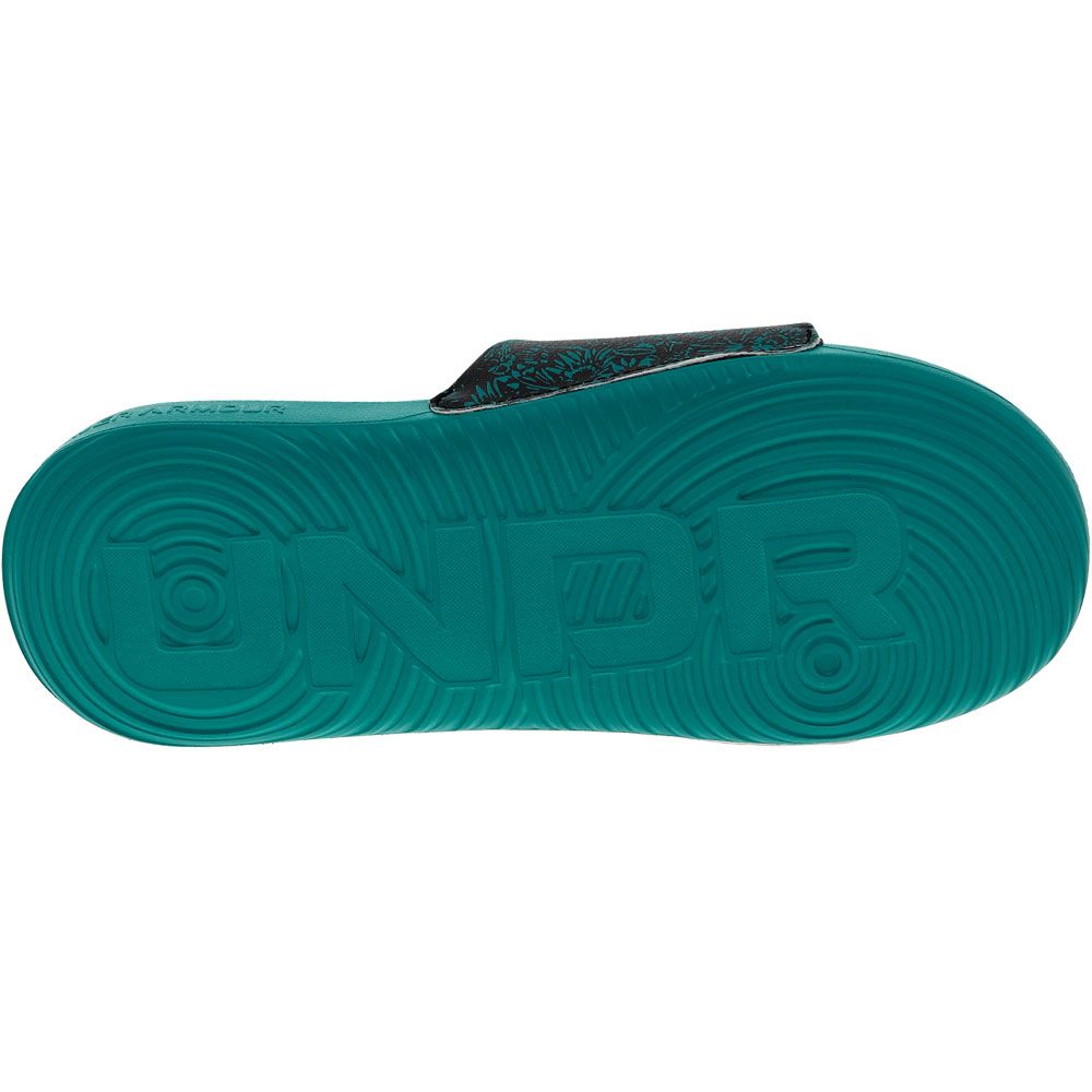 Under Armour Ansa Graphic Logo Slide Sandals - Womens Sea Green Lime Green Black Sole View