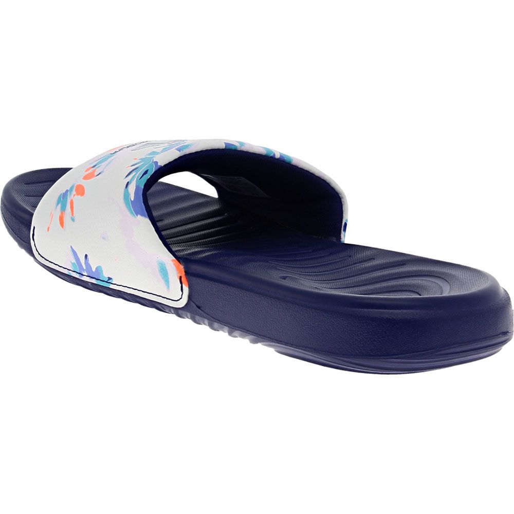 Under Armour Ansa Graphic Logo Slide Sandals - Womens White Blue Light Blue Neon Orange Back View