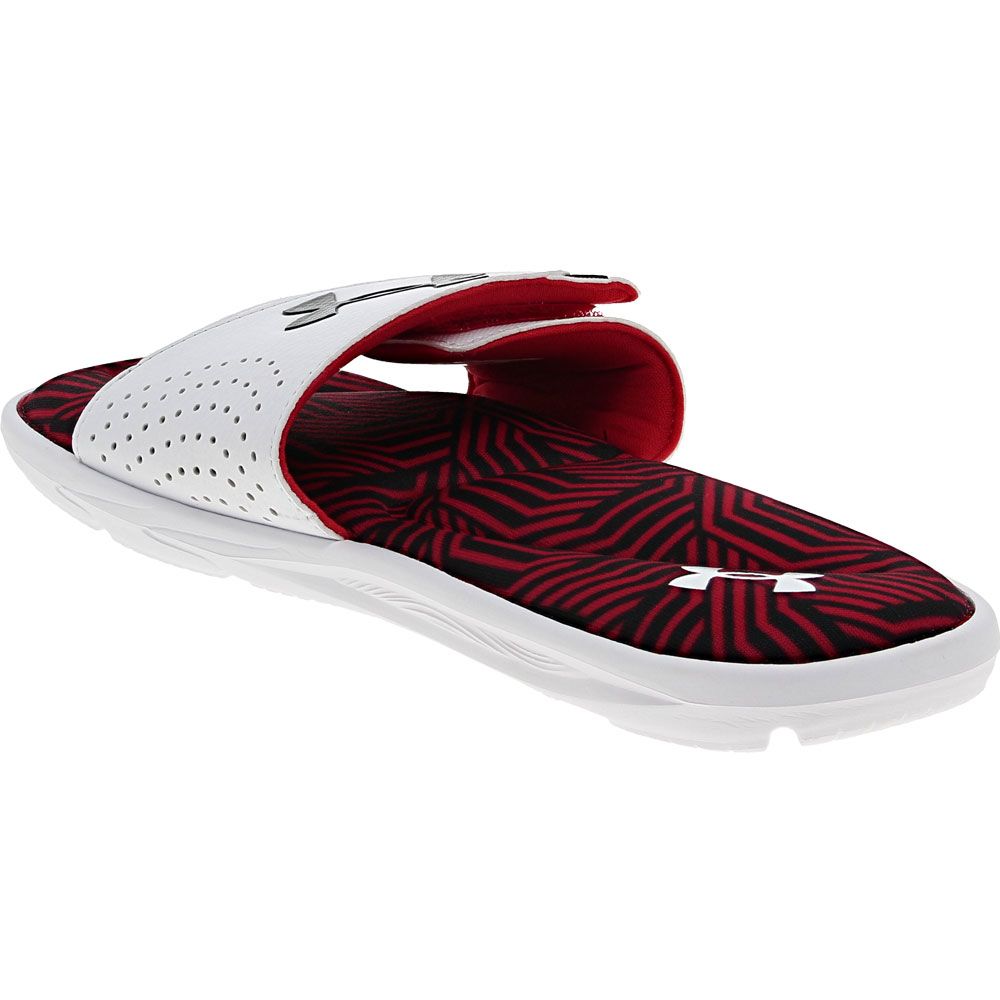 Under Armour Ignite 6 Graphic Fb Slide Sandals - Mens White Red Black Back View