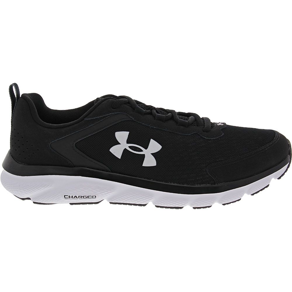 Under Armour Charged Assert 9 Running Shoes - Mens Black White Side View