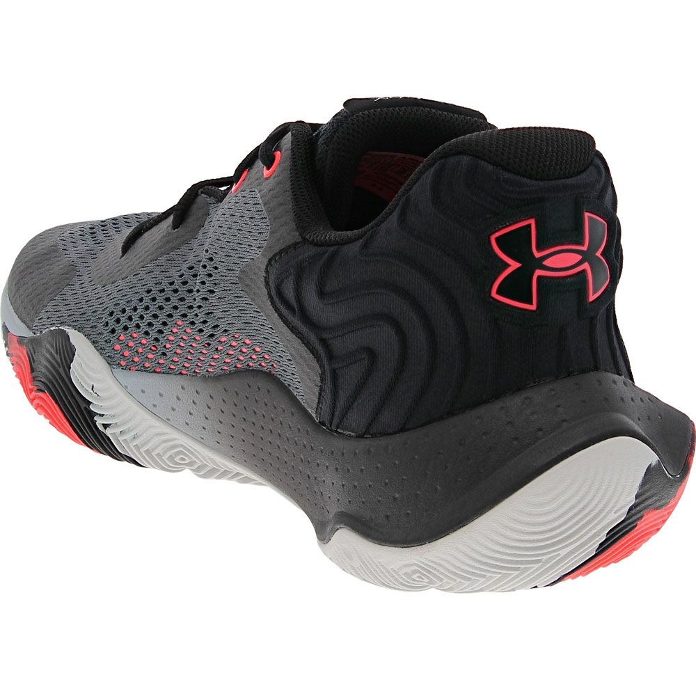 Under Armour Spawn 4 Basketball Shoes - Mens Grey Black Back View