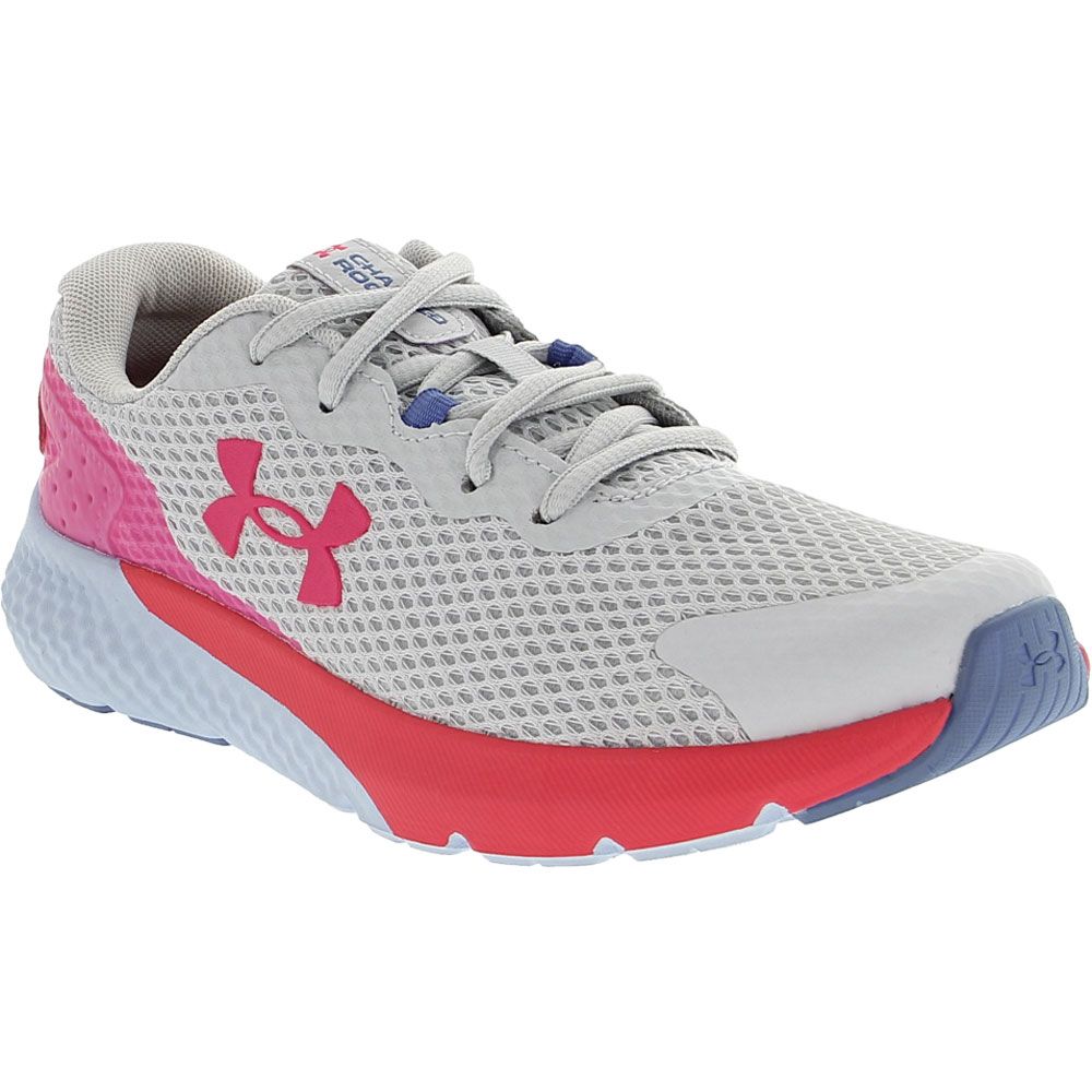 Under Armour Charged Rogue 3 Kids Running Shoes Gray Blue Pink