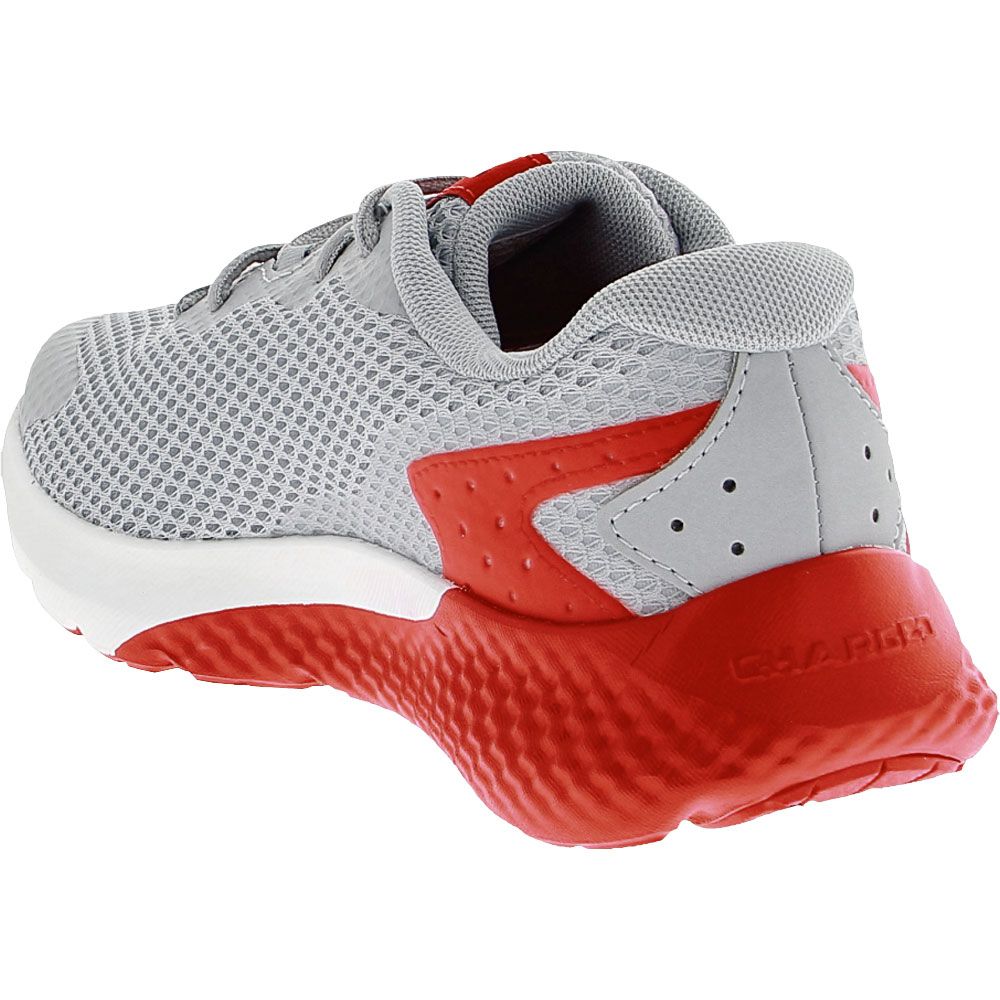 Under Armour Charged Rogue 3 Kids Running Shoes Grey Red White Back View