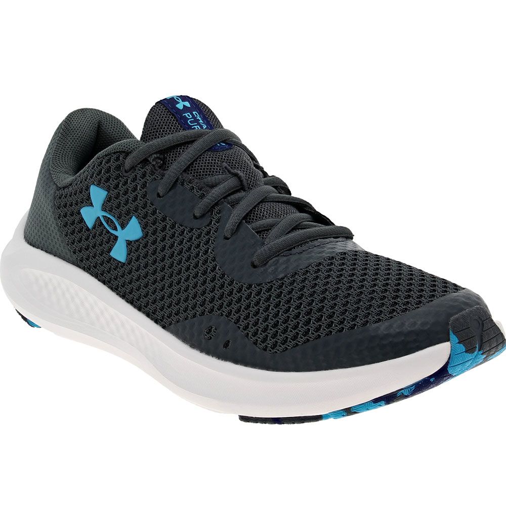 Under Armour Charged Pursuit 3 Kids Running Shoes Gray Sonar Blue