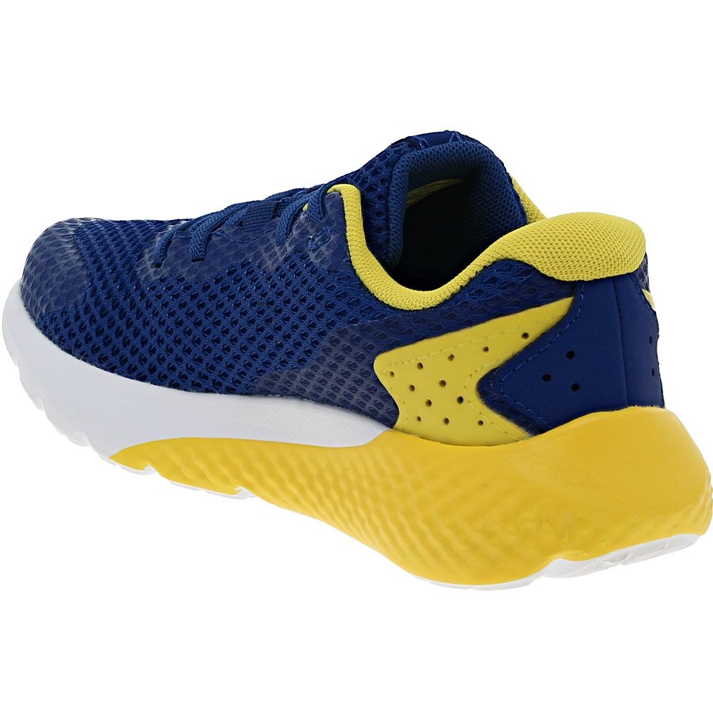 Under Armour Rogue 3 AL Kids Running Shoes Blue Yellow Back View