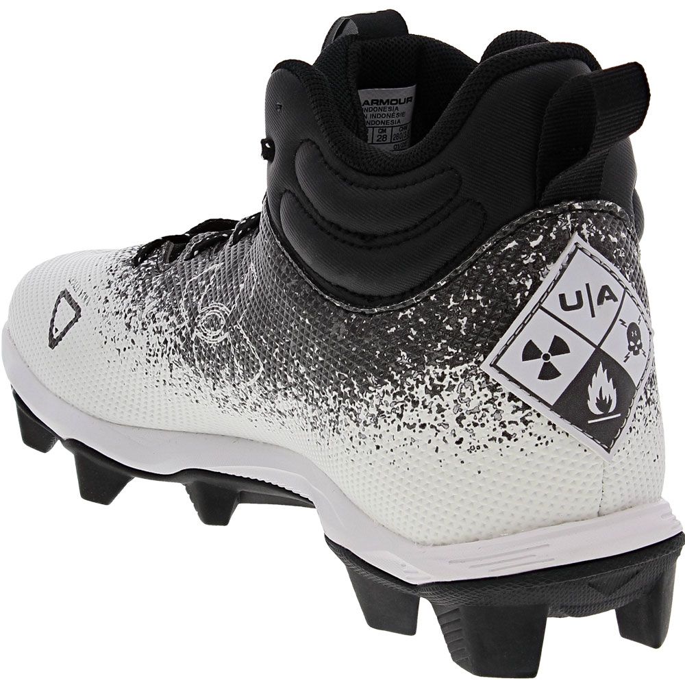 Under Armour Spotlight Franchise RM 2 Football Cleats - Mens Black White Back View