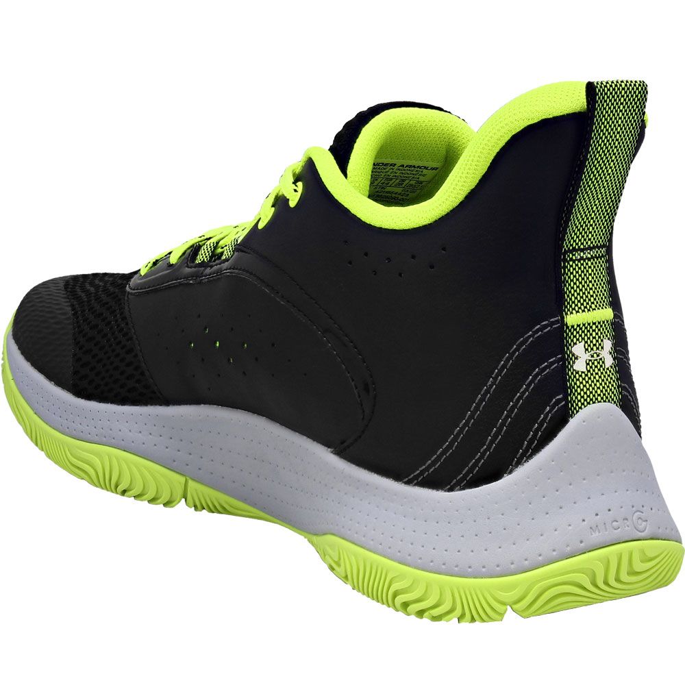 Under Armour Curry 3Z6 Mens Basketball Shoes Black Grey Neon Green Back View