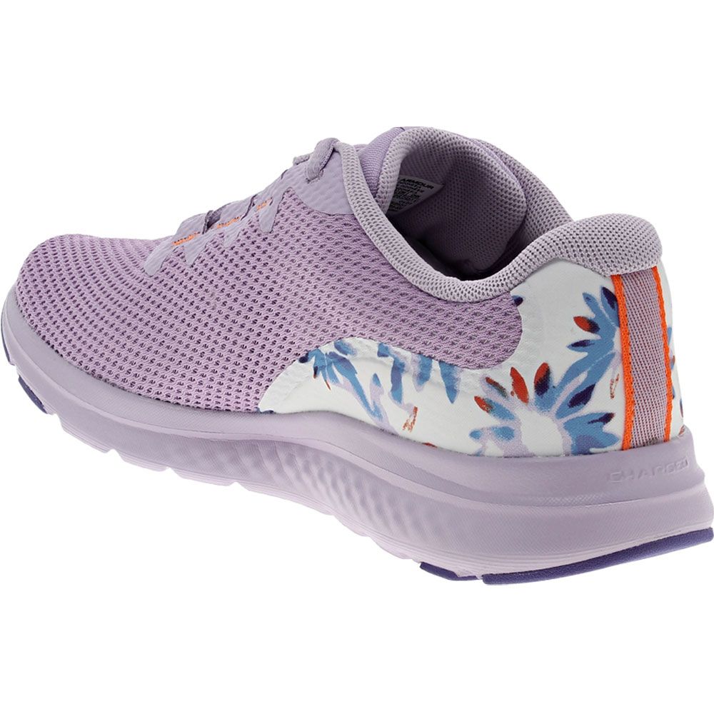 Under Armour Charged Impulse 3 Print Running Shoes - Womens Violet Back View