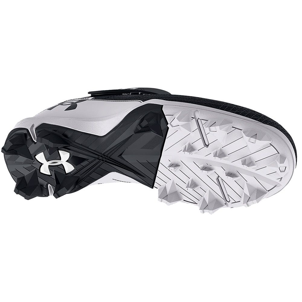 Under Armour Harper 7 Mid Rm Baseball Cleats - Mens Black White Sole View