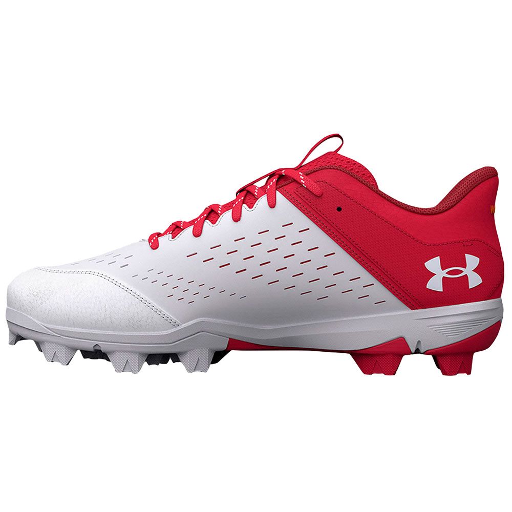 Under Armour Leadoff Rm Low Baseball Cleats - Mens Red White Stadium Red Back View