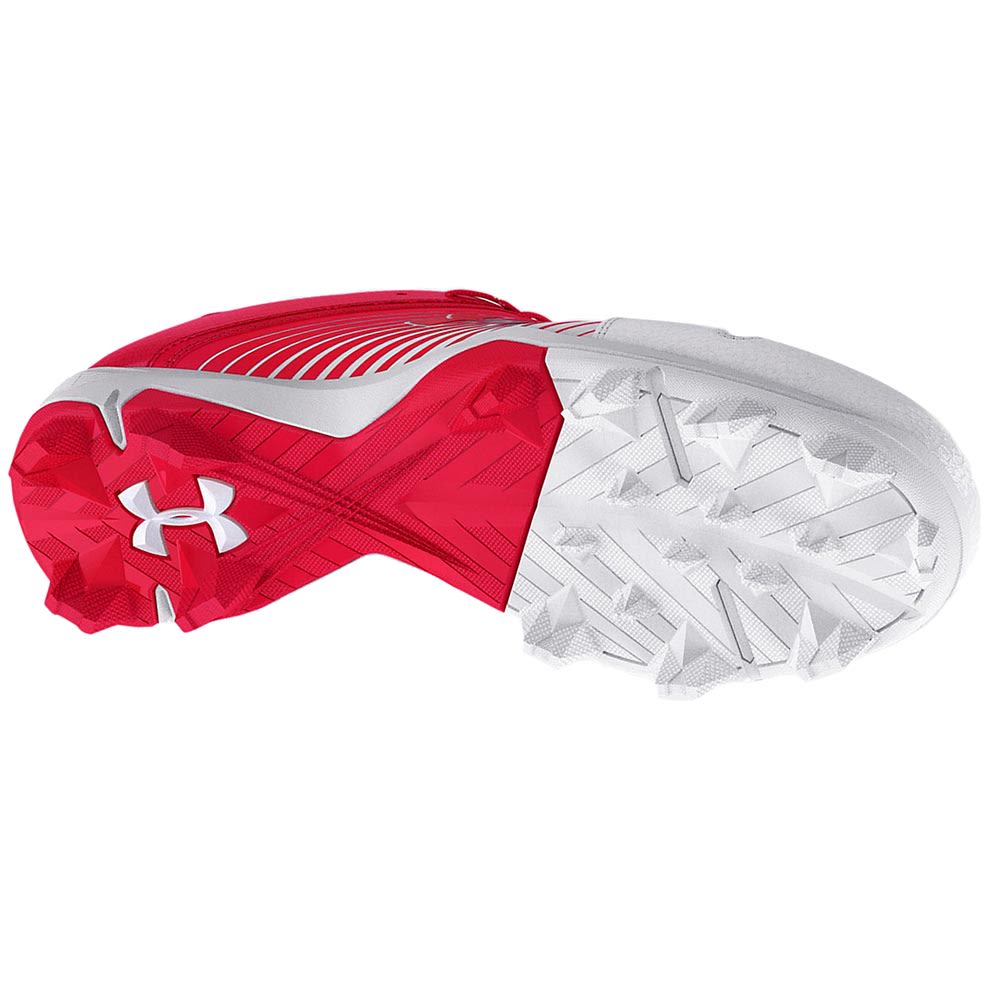 Under Armour Leadoff Rm Low Baseball Cleats - Mens Red White Stadium Red Sole View