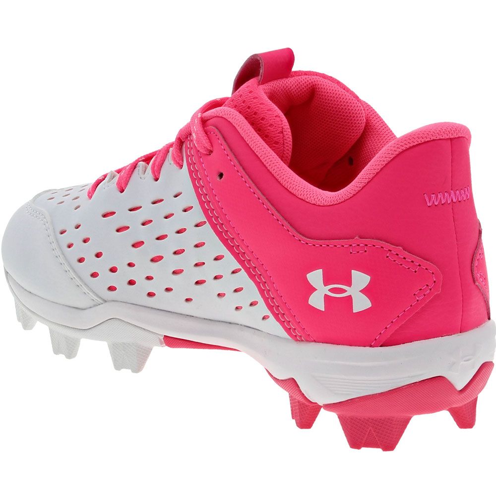 Under Armour Leadoff Low Rm Jr Baseball Cleats - Boys White Pink Back View