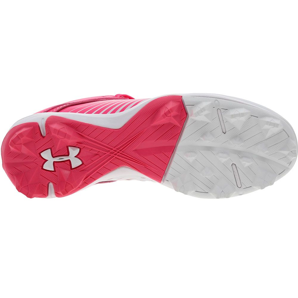 Under Armour Leadoff Low Rm Jr Baseball Cleats - Boys White Pink Sole View