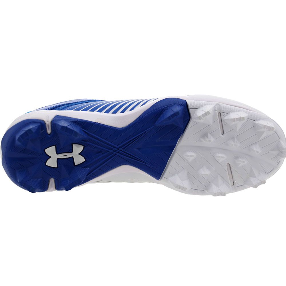 Under Armour Leadoff Mid Rm Jr Baseball Cleats - Boys Royal Blue White Sole View