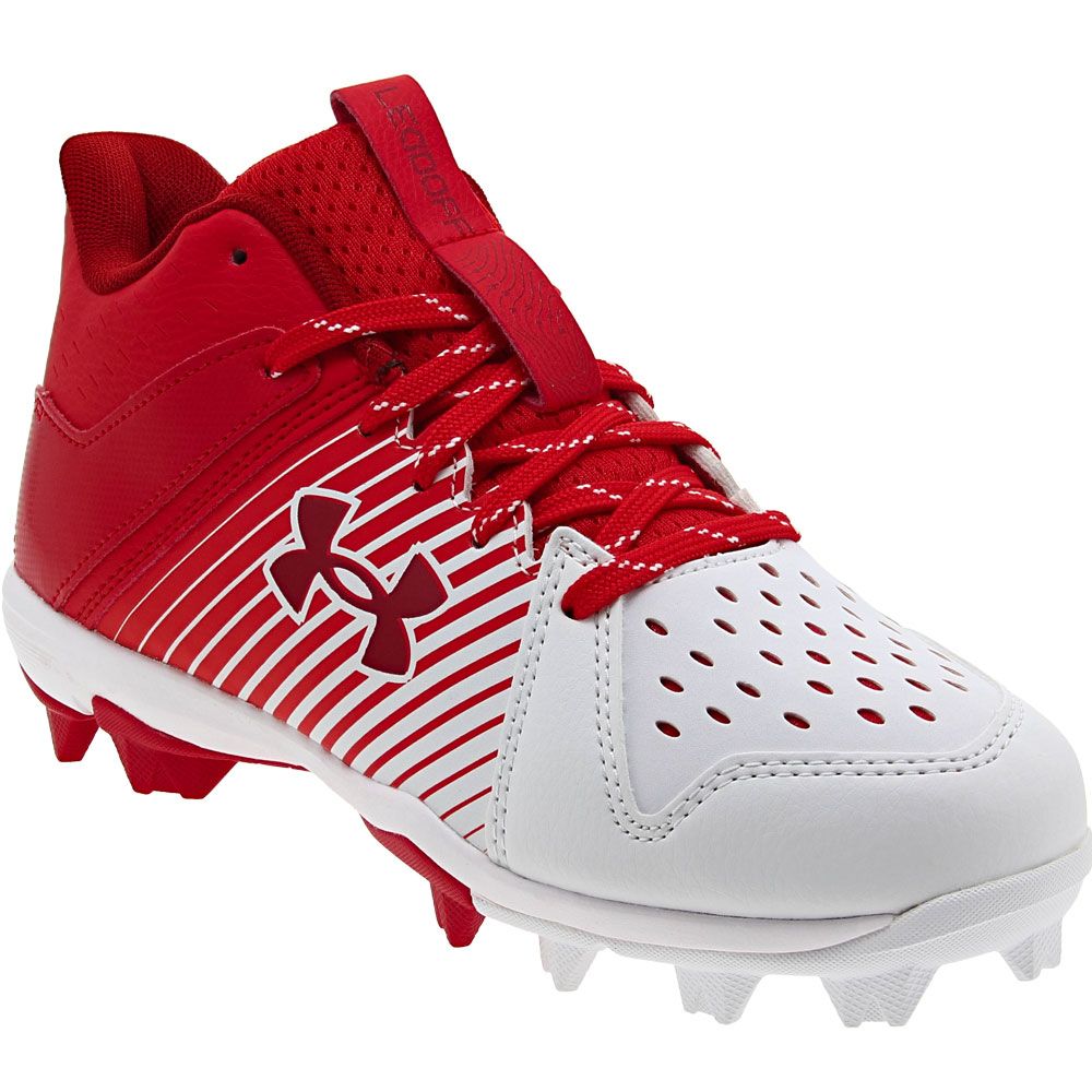Under Armour Leadoff Mid Rm Jr Baseball Cleats - Boys Red White