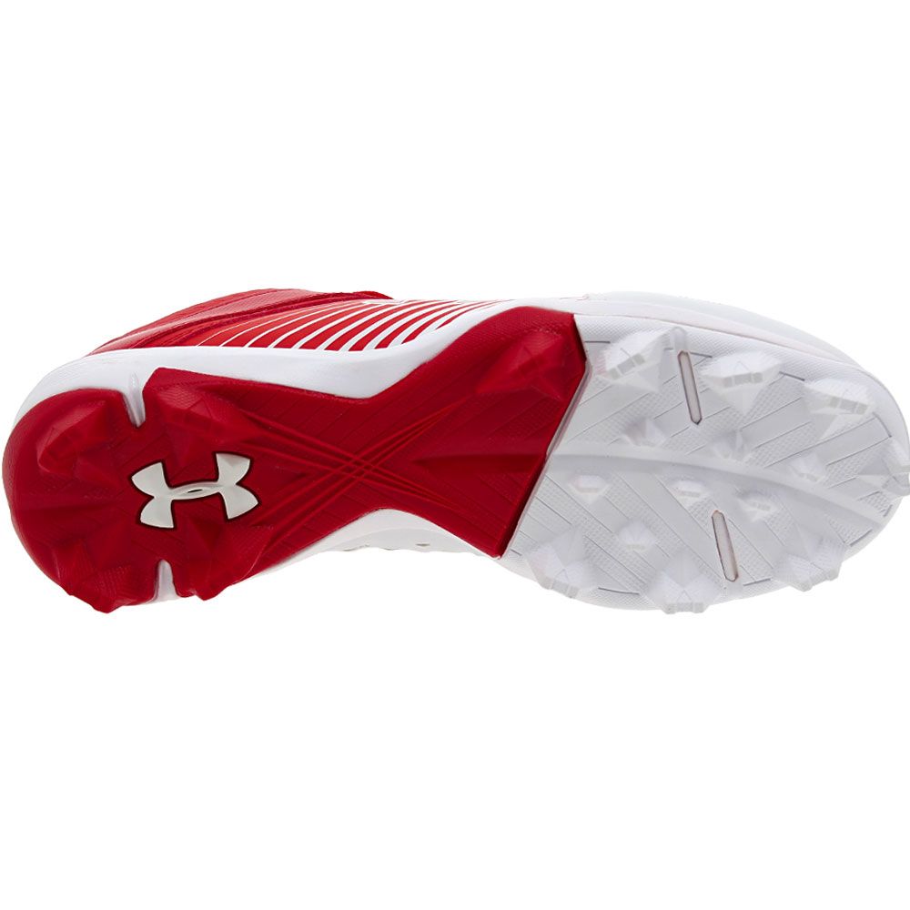 Under Armour Leadoff Mid Rm Jr Baseball Cleats - Boys Red White Sole View