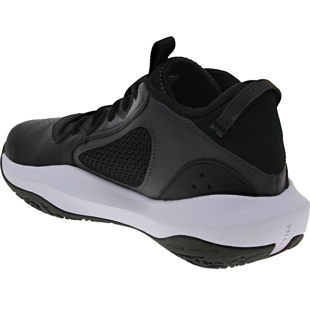 Under Armour Lockdown 6 Basketball Shoes - Mens Black White Back View