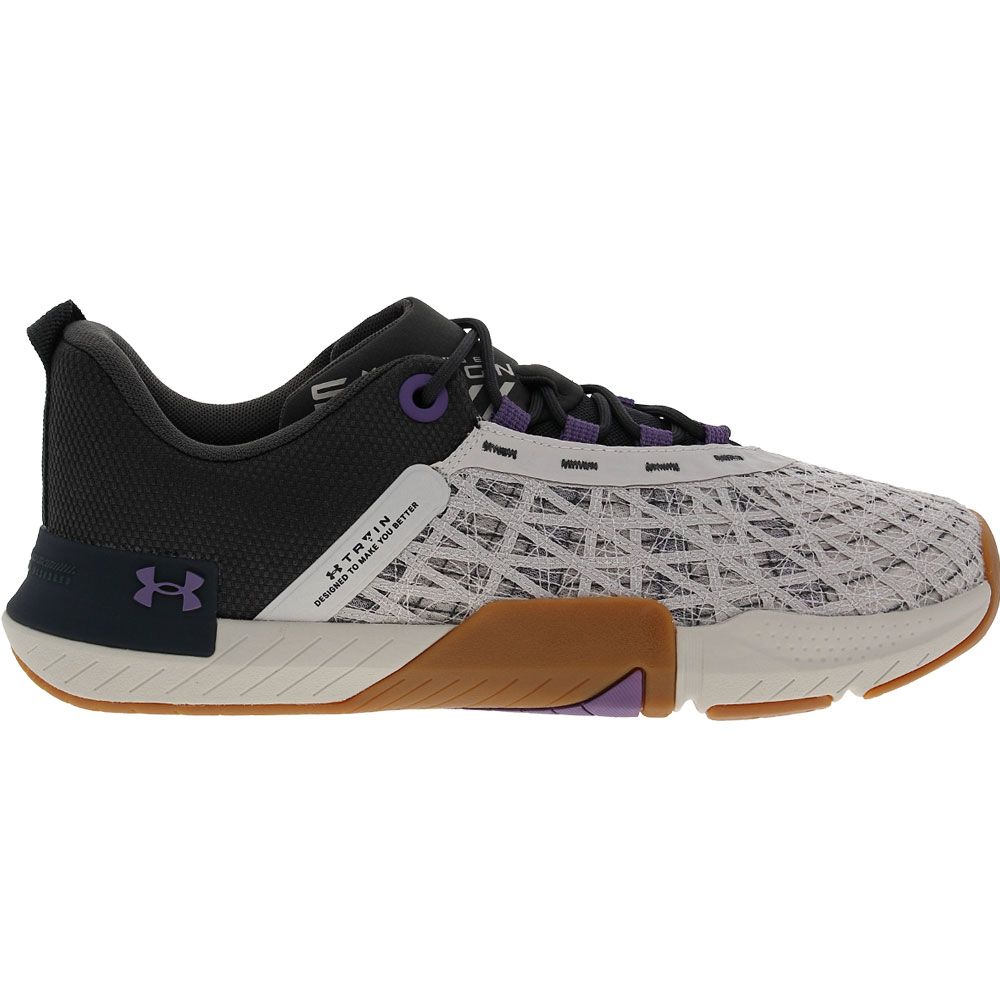 Under Armour Tribase Reign 5 Training Shoes - Mens Fog Grey Purple Side View