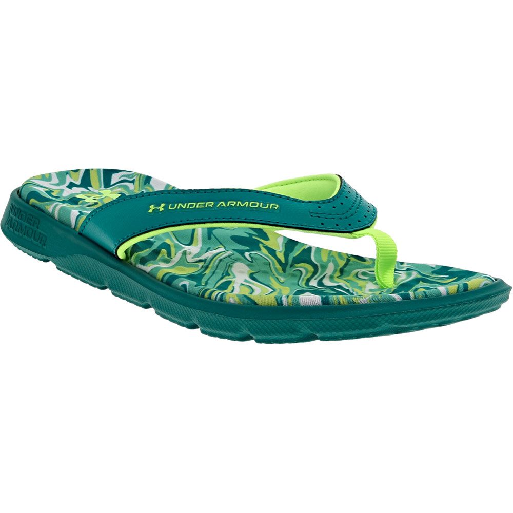 Under Armour Ignite Marbella Graphic Flip Flops - Womens Lime Green Sea Green White