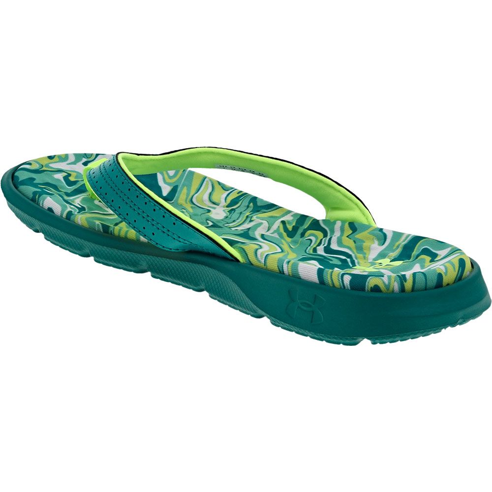Under Armour Ignite Marbella Graphic Flip Flops - Womens Lime Green Sea Green White Back View