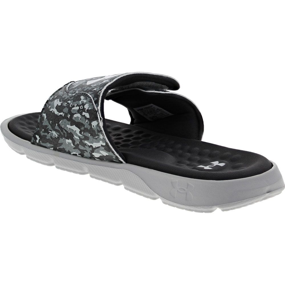 Under Armour Ignite Pro 7 Graphic Strap Kids Sandals Black Grey Camouflage Back View