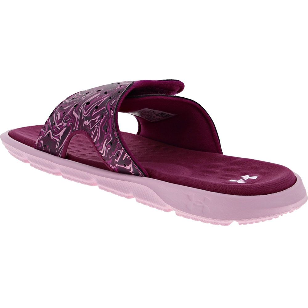 Under Armour Ignite Pro 7 Graphic Strap Kids Sandals Pink Cherry Swirl Back View