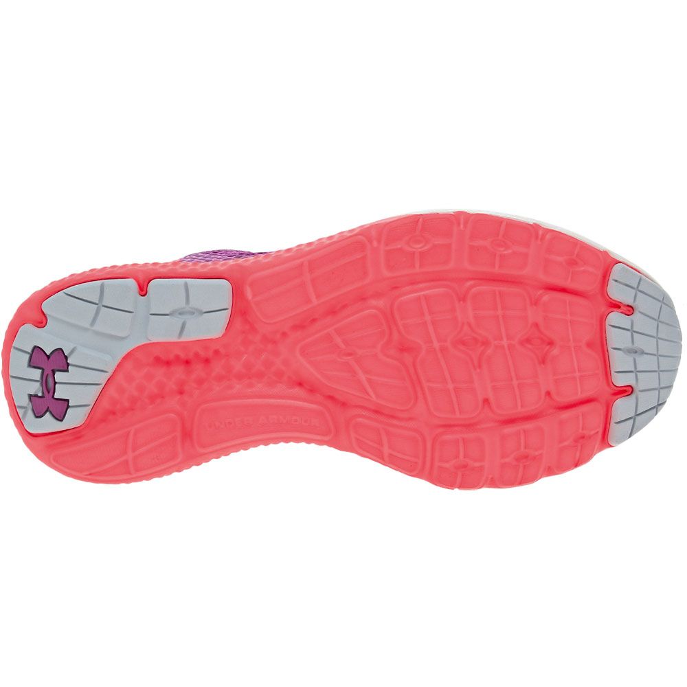 Under Armour Charged Rogue 3 Irid Girls Running Shoes Purple Red Sole View