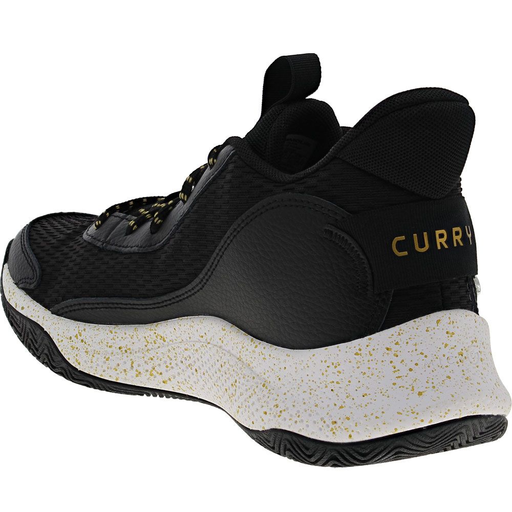 Under Armour Curry 3z7 Basketball Shoes - Mens Black Gold Back View