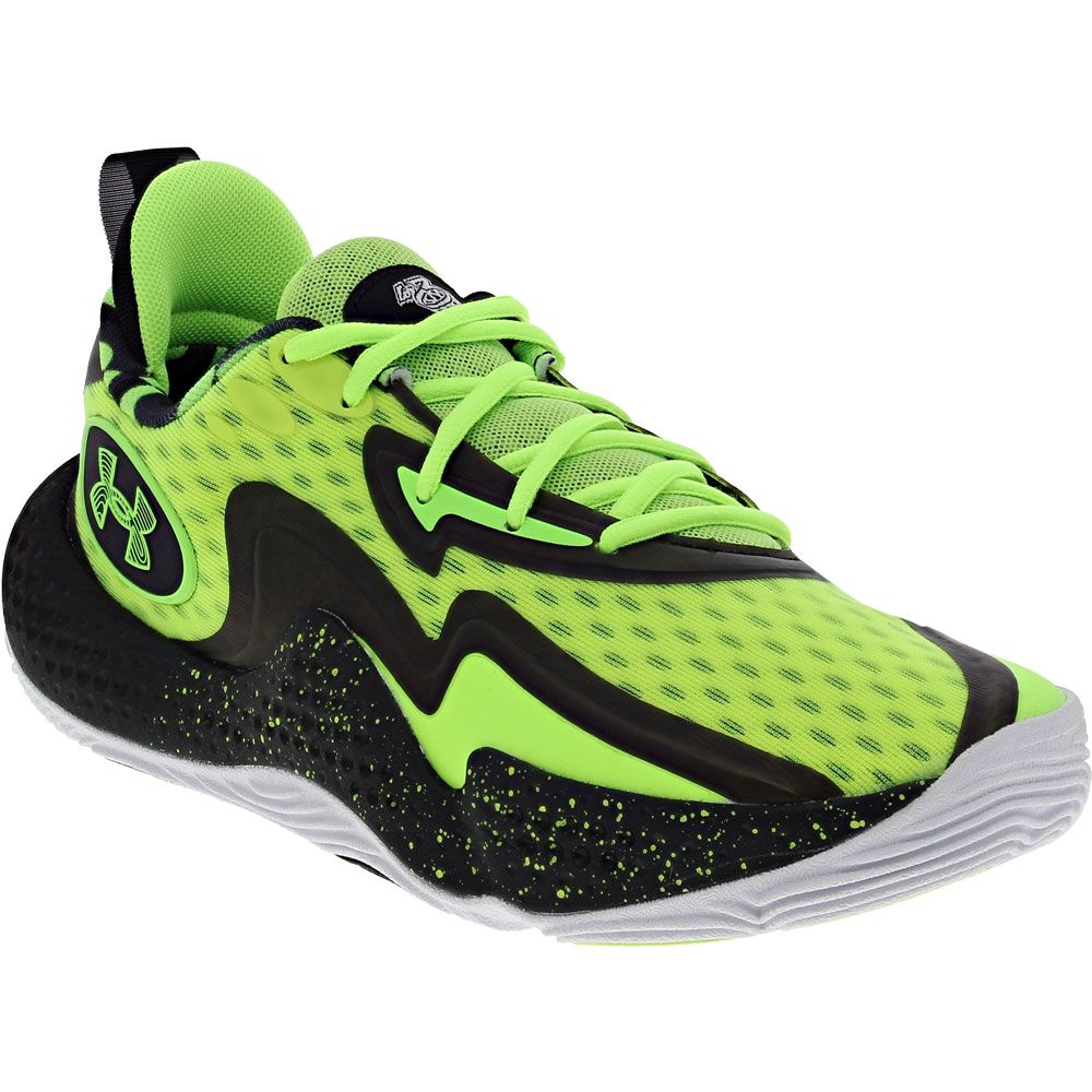 Under Armour Spawn 5 Lets 3 Basketball Shoes - Mens Black Lime